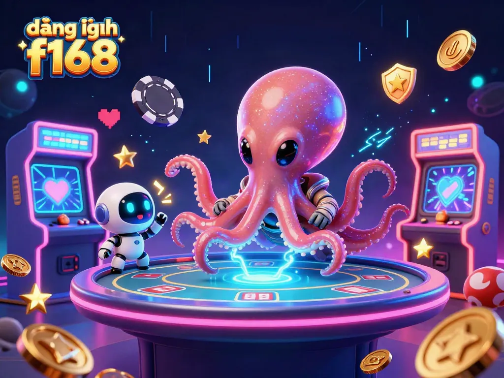 Engage with đăng nhập f168 at a vibrant alien casino with poker action and colorful game elements