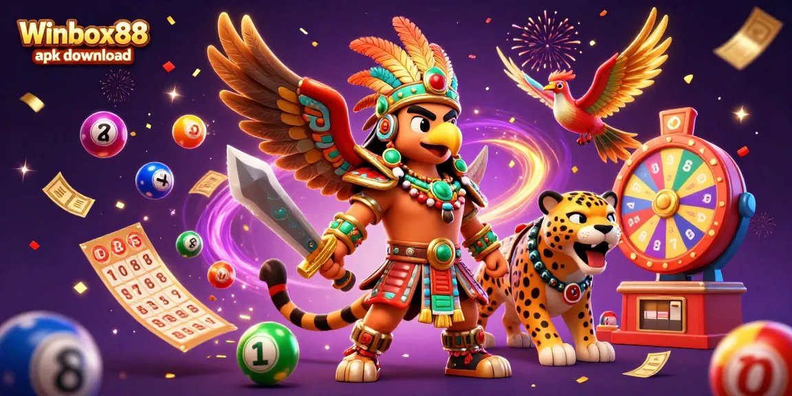 Engage in gaming strategy with Winbox88 apk download, featuring a dynamic casino scene.