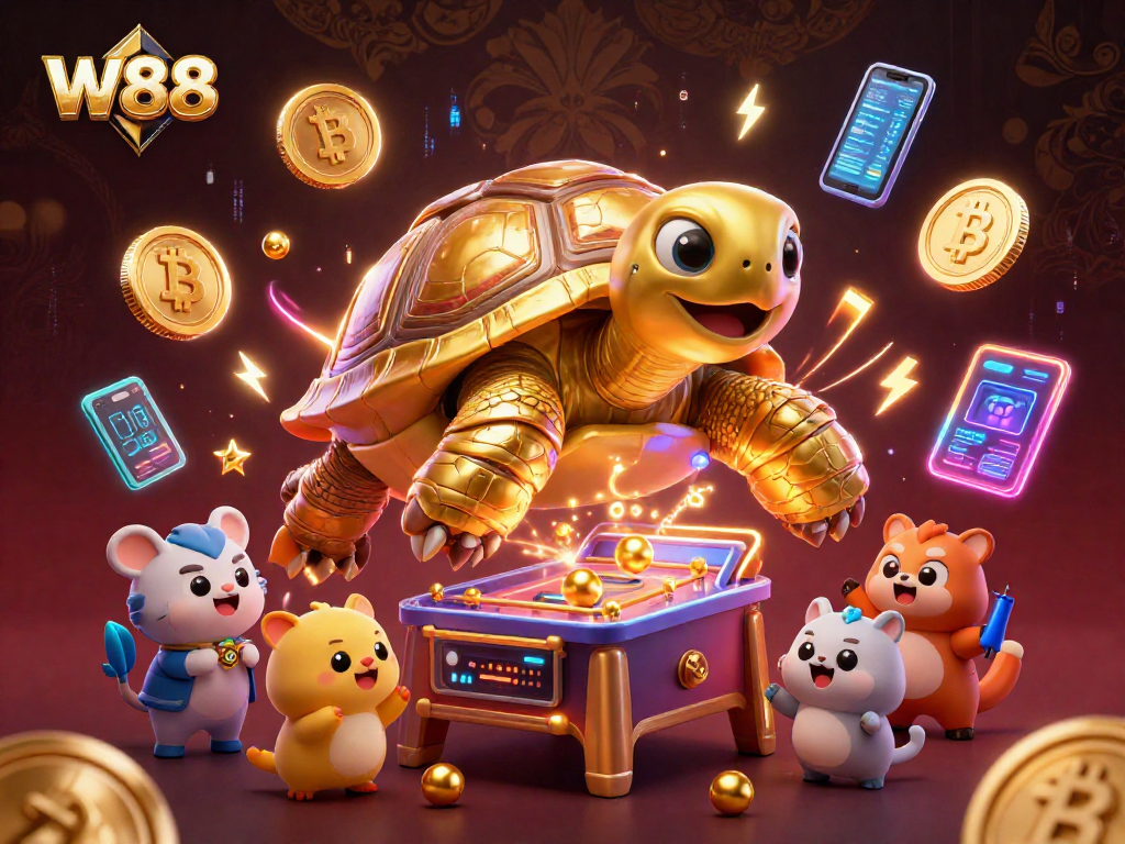 W88 offers exciting gaming experiences with a colossal tortoise pinball machine and cryptocurrency elements.